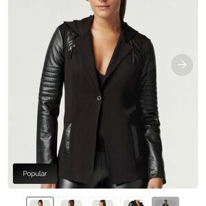 Nordstrom Black and Gray Blazer with Leather Sleeves